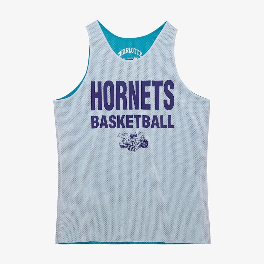 Майка Mitchell & Ness Teal Charlotte Hornets Vintage Logo Mesh Practice Tank Top