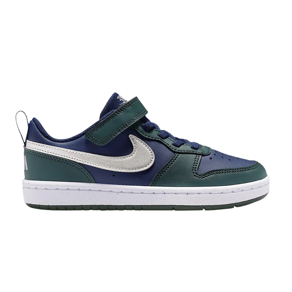 Кроссовки Nike Court Borough Low Recraft PS 'Midnight Navy/Seaweed/White/Metallic Silver'