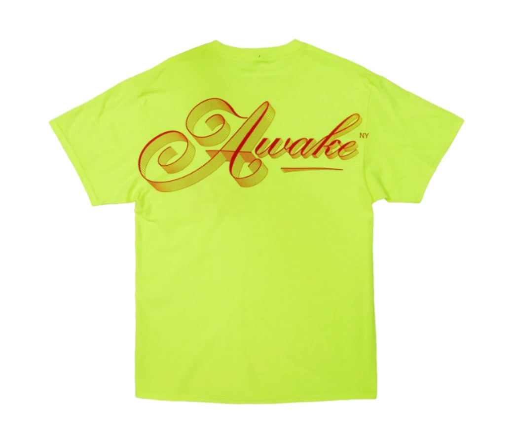 Футболка Awake Ribbon Script Logo Tee Neon Yellow