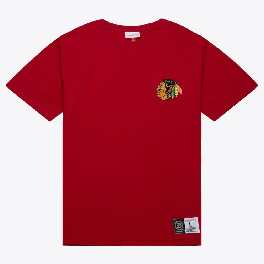Футболка Mitchell & Ness Red Chicago Blackhawks Premium Pocket T-Shirt