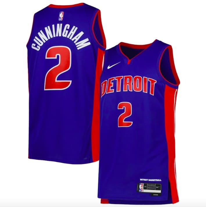 Баскетбольная джерси 2022-23 Detroit Pistons #2 Cade Cunningham Nike Icon Blue Jersey