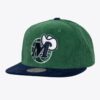 Mitchell-Ness-Green-Navy-Dallas-Mavericks-Hardwood-Classics-Sueduroy-Snapback-Hat-100x100