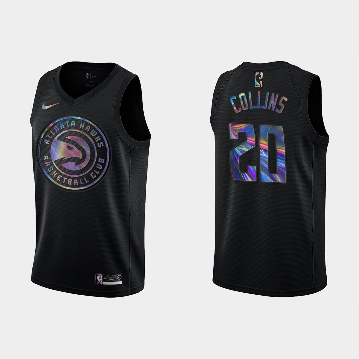 Баскетбольная джерси 2021 Atlanta Hawks #20 John Collins Holographic Black Jersey