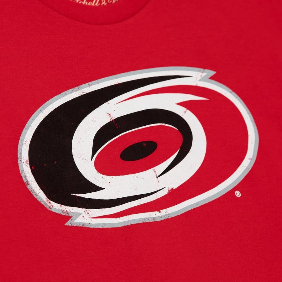 Футболка Mitchell & Ness Red Carolina Hurricanes Distressed Logo T-Shirt