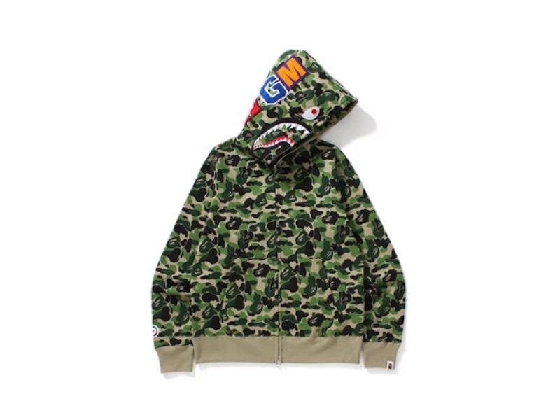Худи BAPE ABC Camo Shark Full Zip Hoodie Green