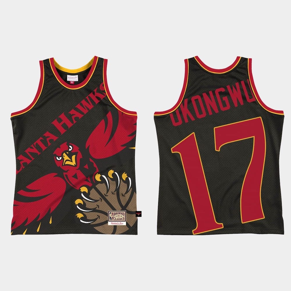 Баскетбольная джерси Atlanta Hawks #17 Onyeka Okongwu Big Face 2.0 Black Jersey