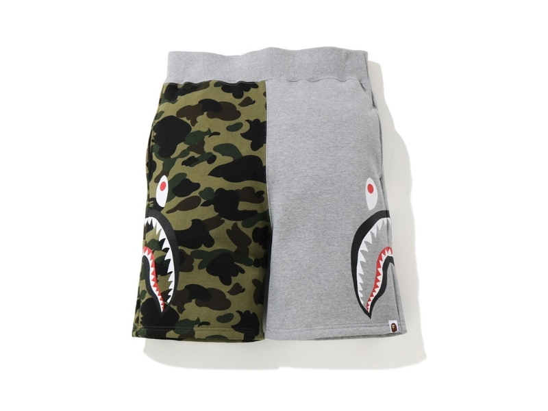 Спортивные шорты BAPE 1st Camo Side Shark Sweatshort Grey/Green