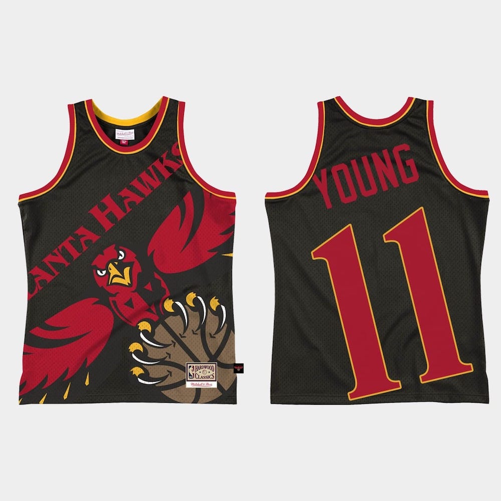 Баскетбольная джерси Atlanta Hawks #11 Trae Young Big Face 2.0 Black Jersey