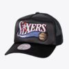 Mitchell-Ness-Black-Philadelphia-76ers-Satin-Trucker-Snapback-Hat-100x100