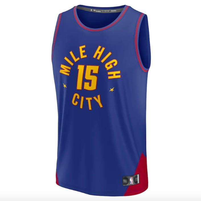 Баскетбольная джерси 2022-23 Denver Nuggets #15 Nikola Jokic Fast Break Statement Blue Jersey
