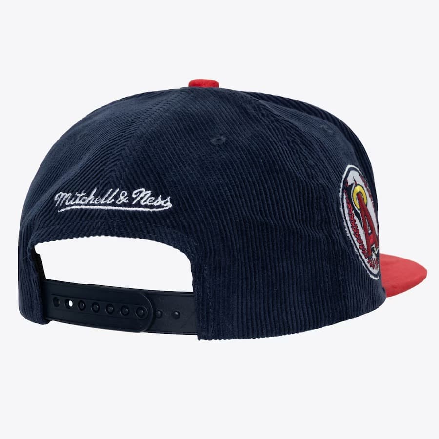 Бейсболка Mitchell & Ness Navy Red California Angels Cooperstown Collection Sueduroy Snapback Hat