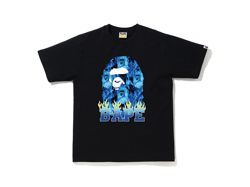 Футболка BAPE Ape Head Flame T-shirt Black/Blue