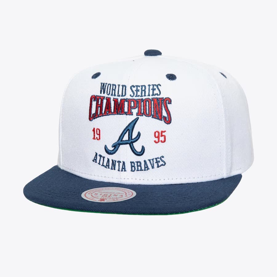 Бейсболка Mitchell & Ness White Atlanta Braves Cooperstown Collection Champ Series Snapback Hat