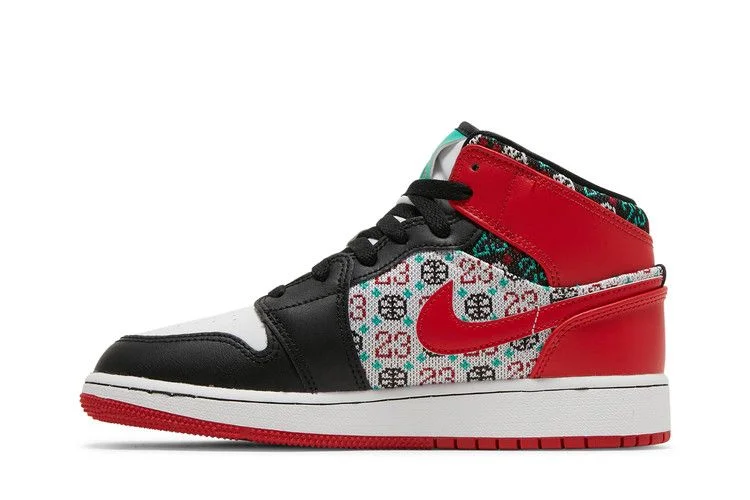 Кроссовки Air Jordan 1 Mid SE GS 'Ugly Christmas Sweater'