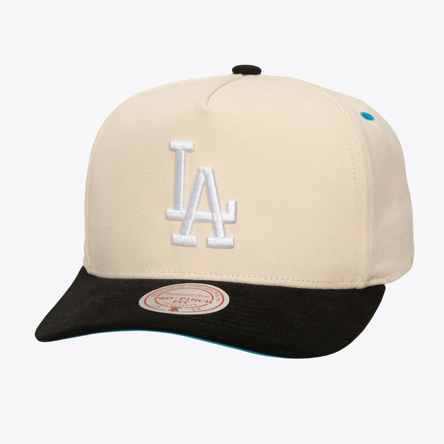 Бейсболка Mitchell & Ness Cream Los Angeles Dodgers Overspray Pro Crown Snapback Hat