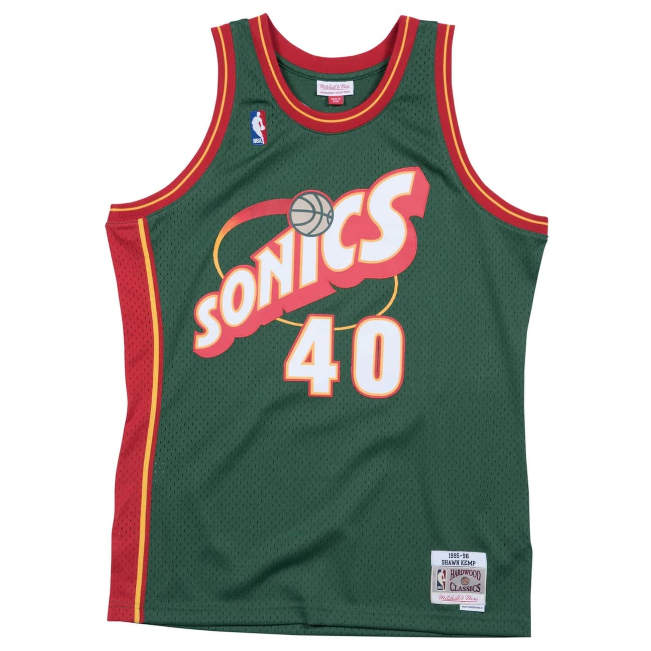Баскетбольная джерси 1995-96 Seattle Supersonics Shawn Kemp #40 Swingman Hardwood Classics Green Jersey