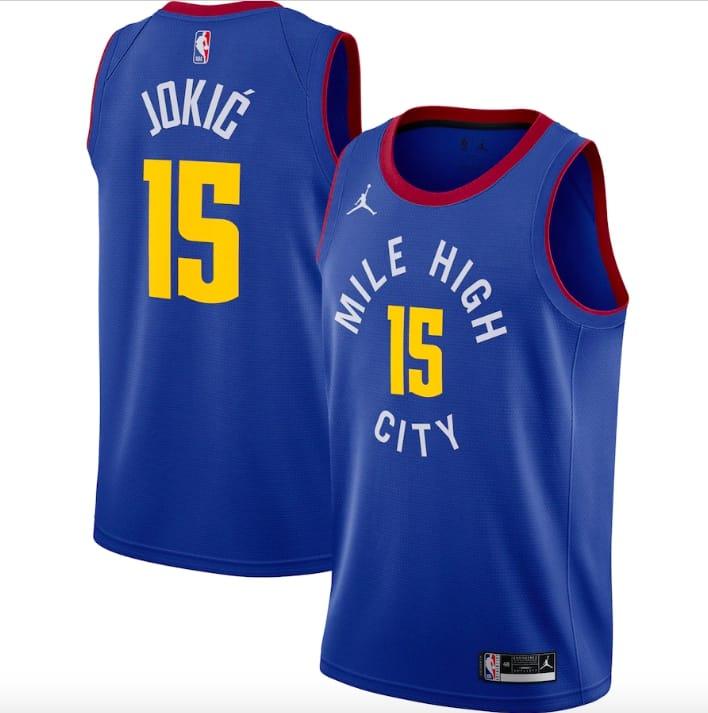 Баскетбольная джерси 2020-21 Denver Nuggets #15 Nikola Jokic Jordan Statement Blue Jersey