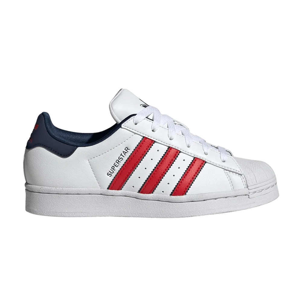 Кроссовки Adidas Superstar Big Kid 'White Scarlet Indigo'