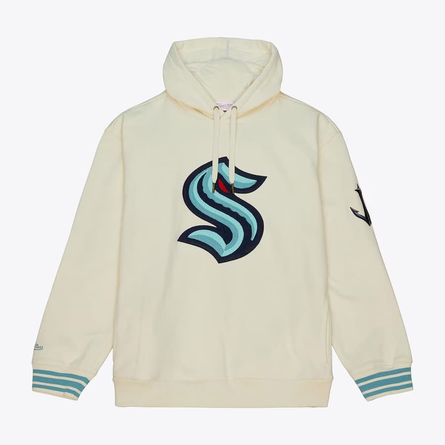 Худи Mitchell & Ness Cream Seattle Kraken Chainstitch Heavyweight Pullover Hoodie