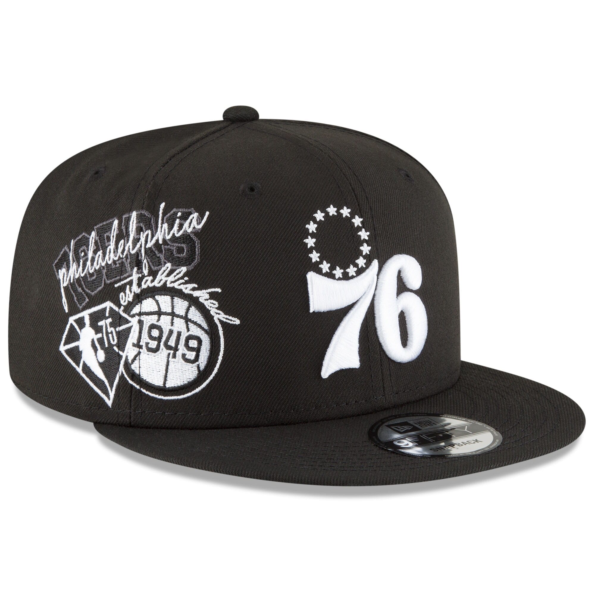 New-Era-BlackWhite-Philadelphia-76ers-Back-Half-9FIFTY-Snapback-Adjustable-Hat