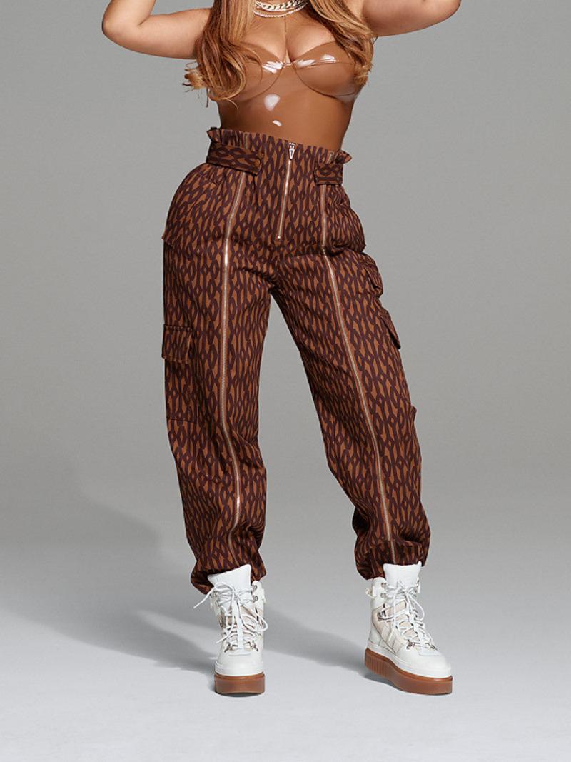 Спортивные штаны adidas Ivy Park Monogram Zipper Pants Wild Brown/Night Red