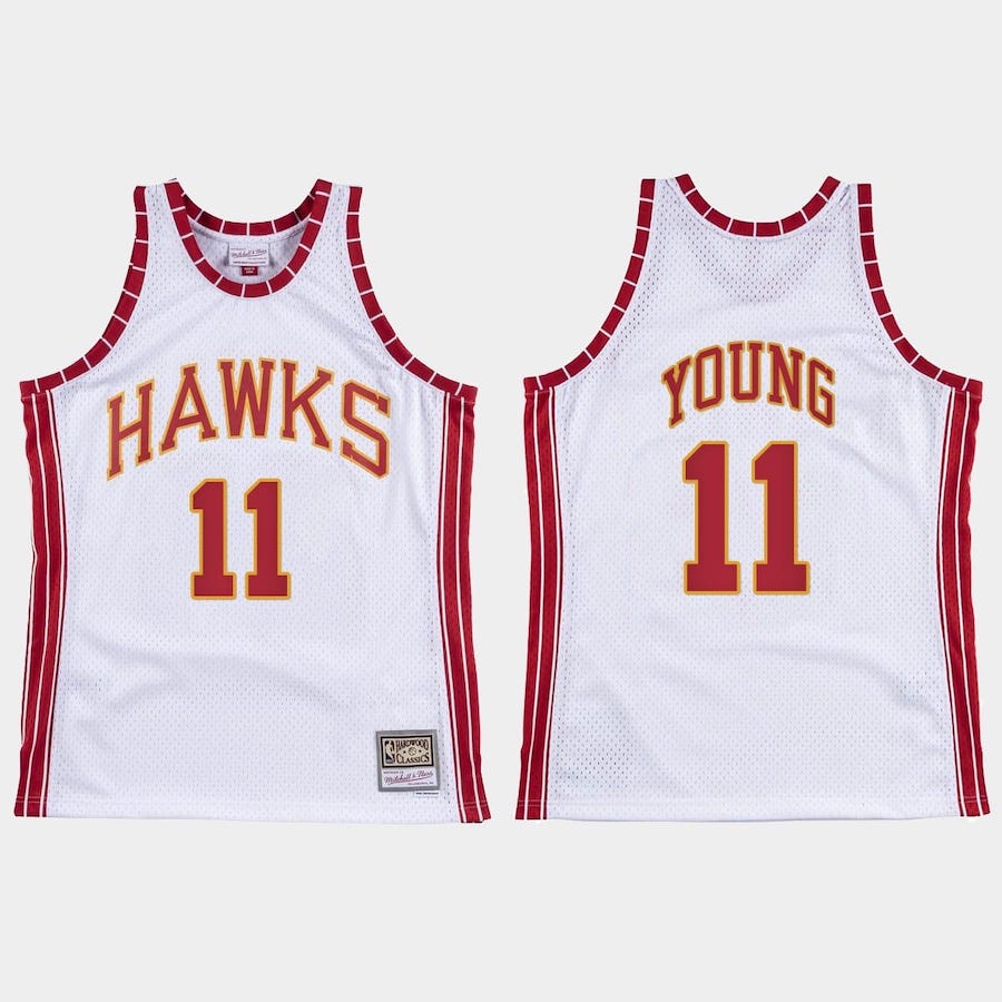 Баскетбольная джерси Atlanta Hawks #11 Trae Young Hardwood Classics Retro White Jersey