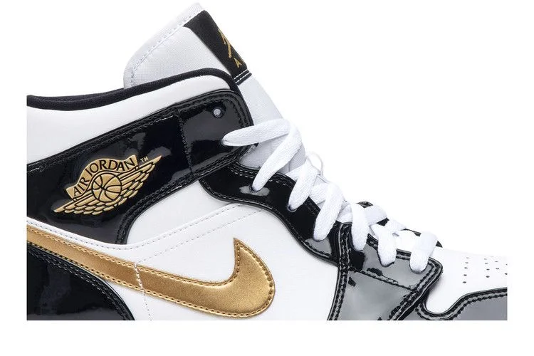 Кроссовки Air Jordan 1 Mid Patent SE 'Black Gold'