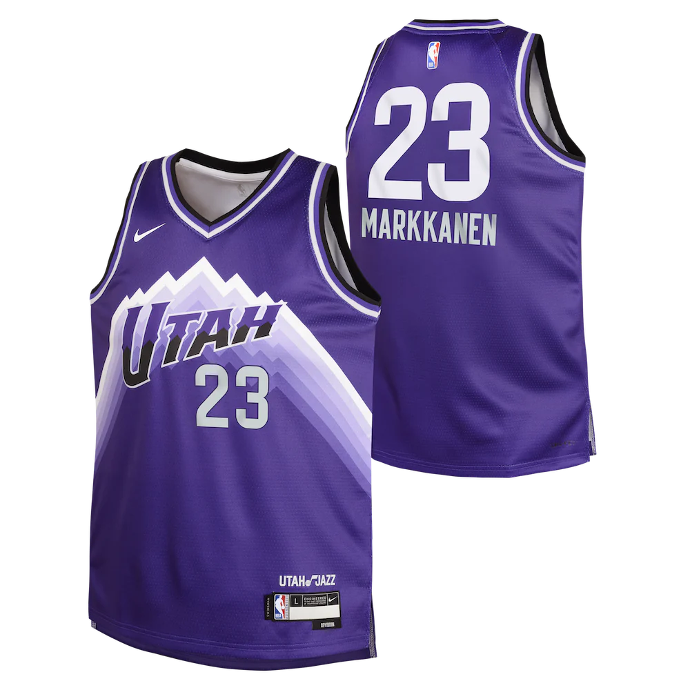 Баскетбольная джерси 2023-24 Utah Jazz Lauri Markannen #23 Youth Swingman City Edition Purple Jersey