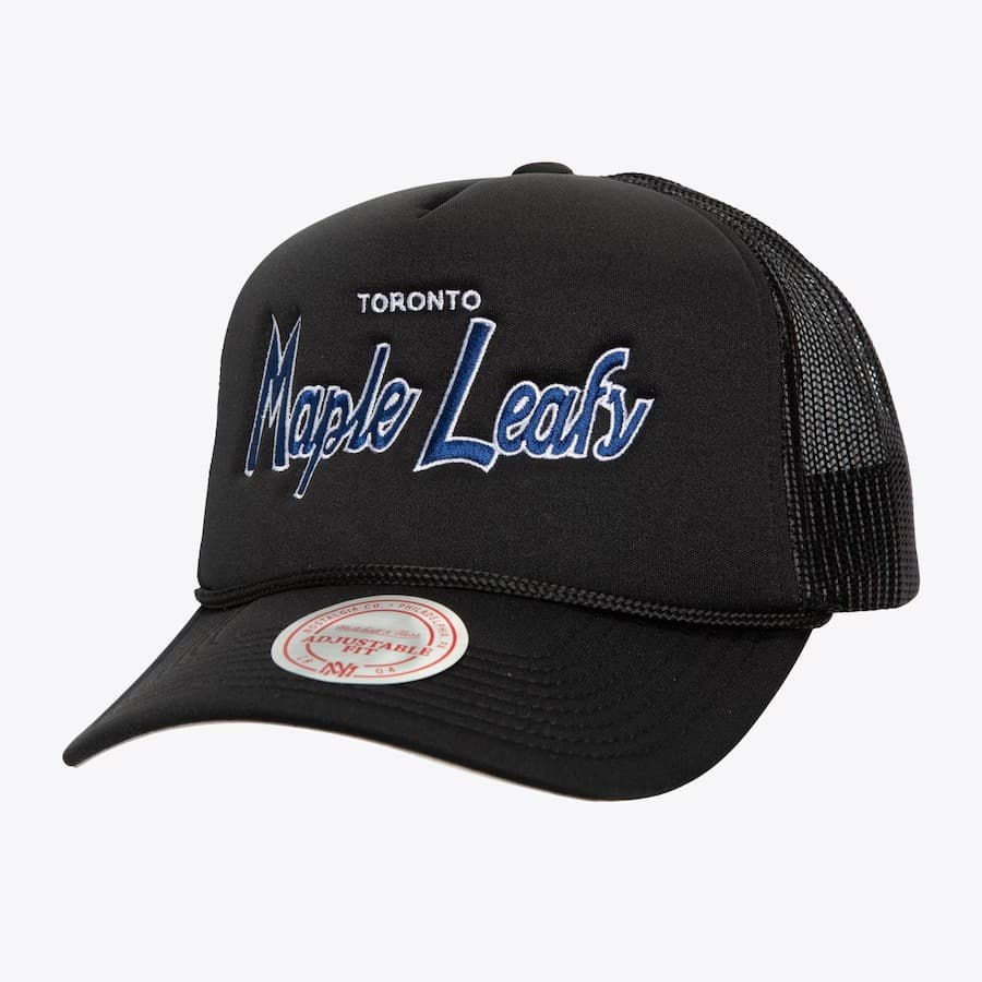 Бейсболка Mitchell & Ness Black Toronto Maple Leafs Script Trucker Adjustable Hat