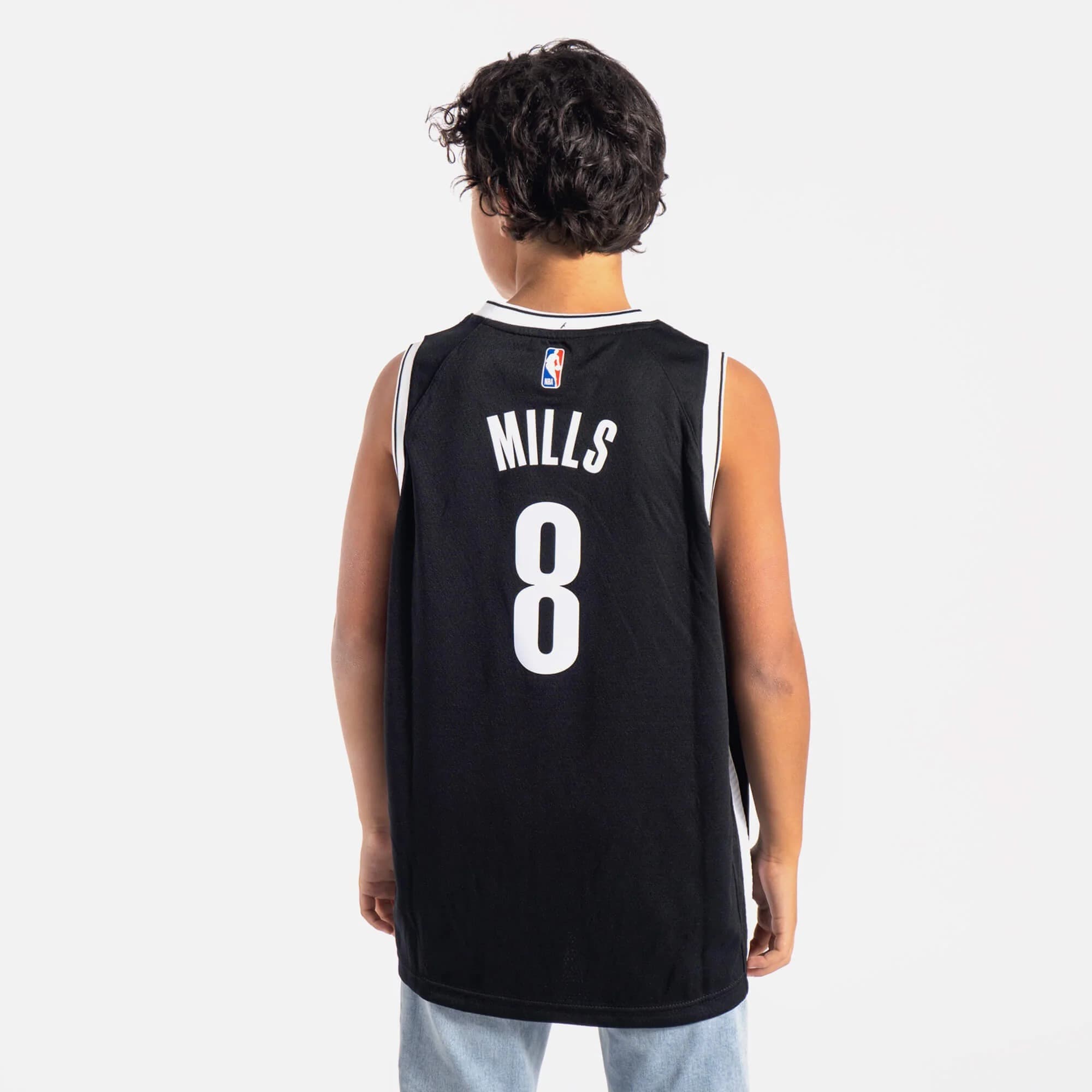 Баскетбольная джерси 2022-2023 Brooklyn Nets Patty Mills # 8 Youth Swingman Icon Edition Black Jersey