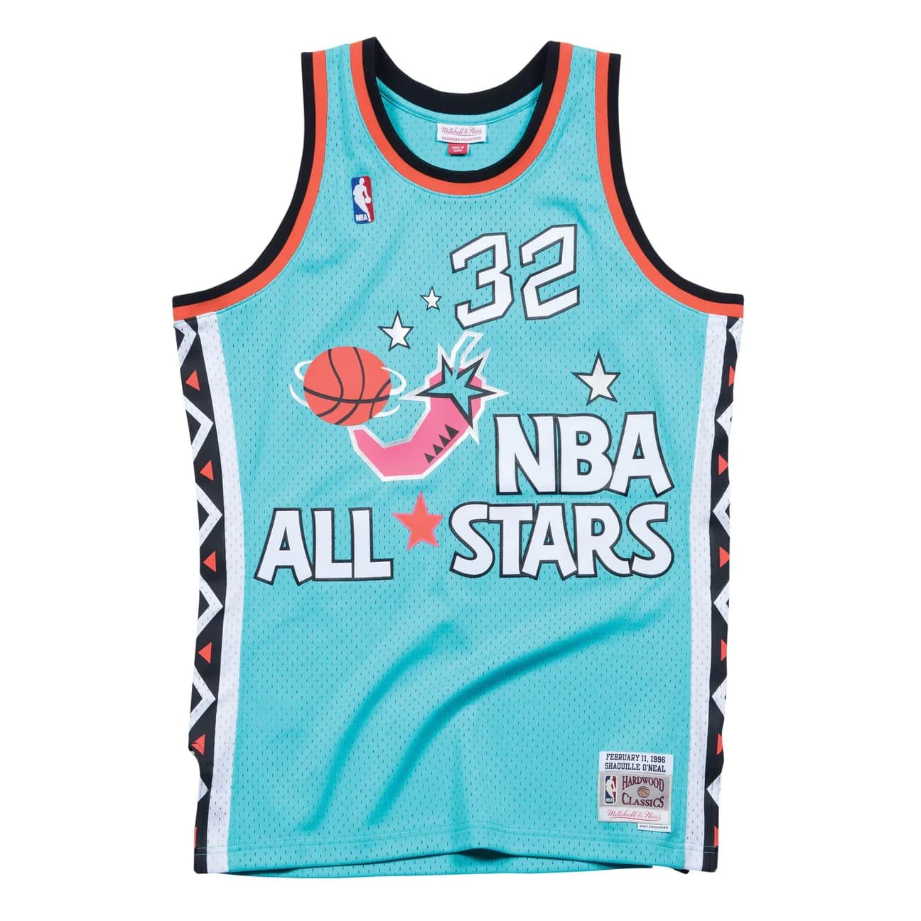 Баскетбольная джерси 1996 All Star Game Shaquille O’Neal #32 Swingman Hardwood Classics Teal Jersey