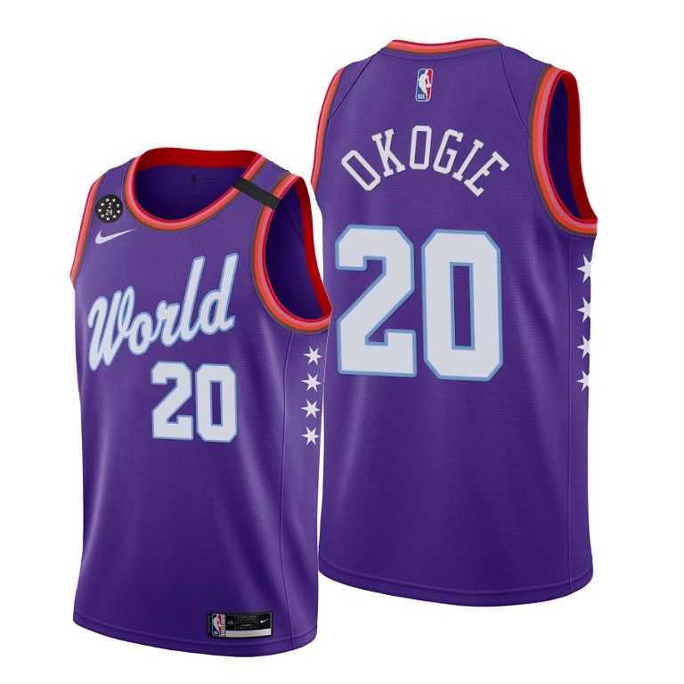 Баскетбольная джерси 2020 Timberwolves Josh Okogie #20 NBA Rising Star World Team Purple