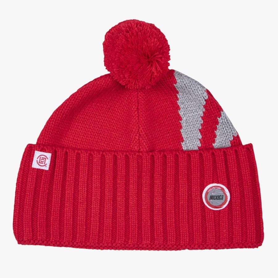 Шапка Mitchell & Ness x CLOT Red Houston Rockets Cuffed Knit Hat with Pom