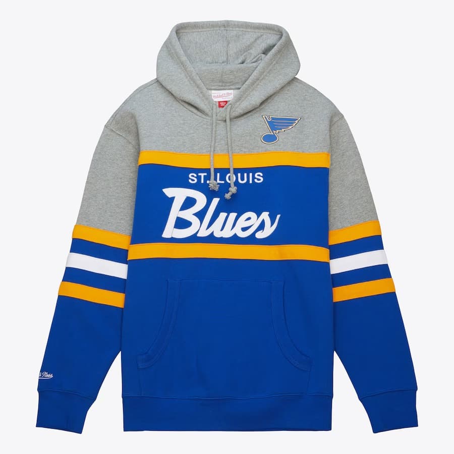 Худи Mitchell & Ness Blue Gray St. Louis Blues Head Coach Pullover Hoodie