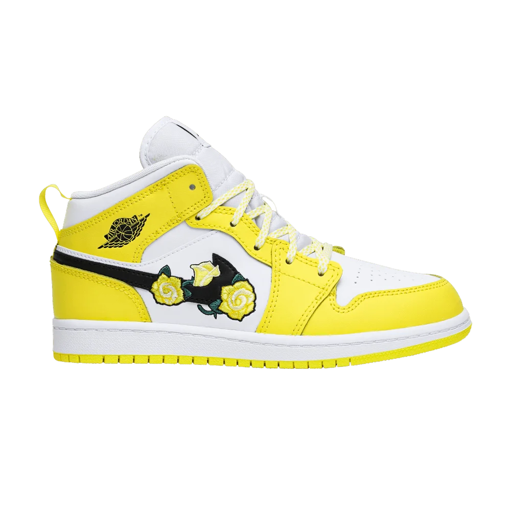 Krossovki-Air-Jordan-1-Mid-SE-PS-Rose-Patch-Dynamic-Yellow