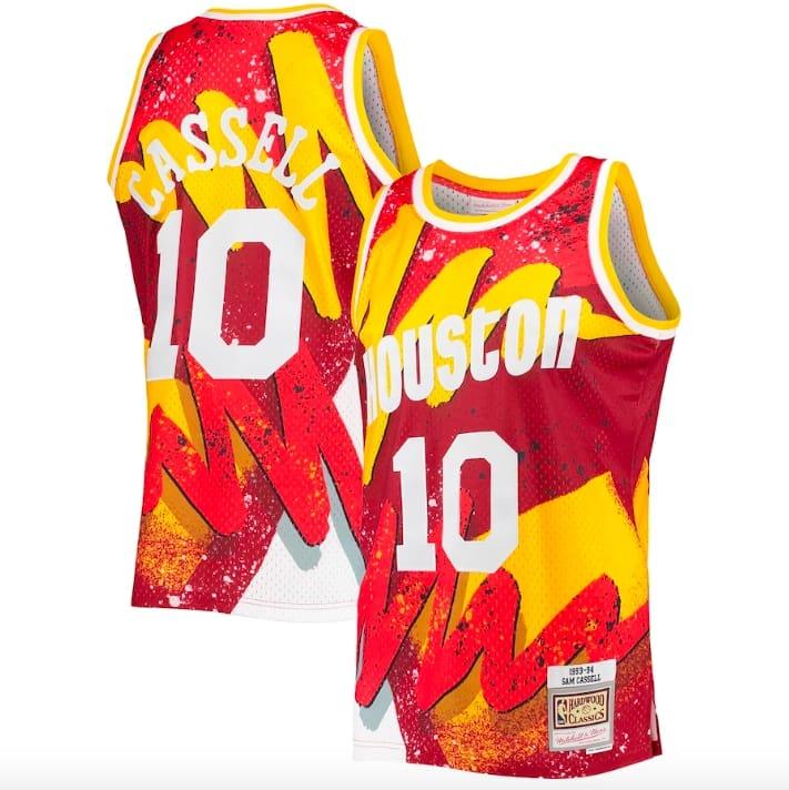 Баскетбольная джерси 1993-94 Houston Rockets #10 Sam Cassell Mitchell & Ness Hyper Hoops Red Jersey