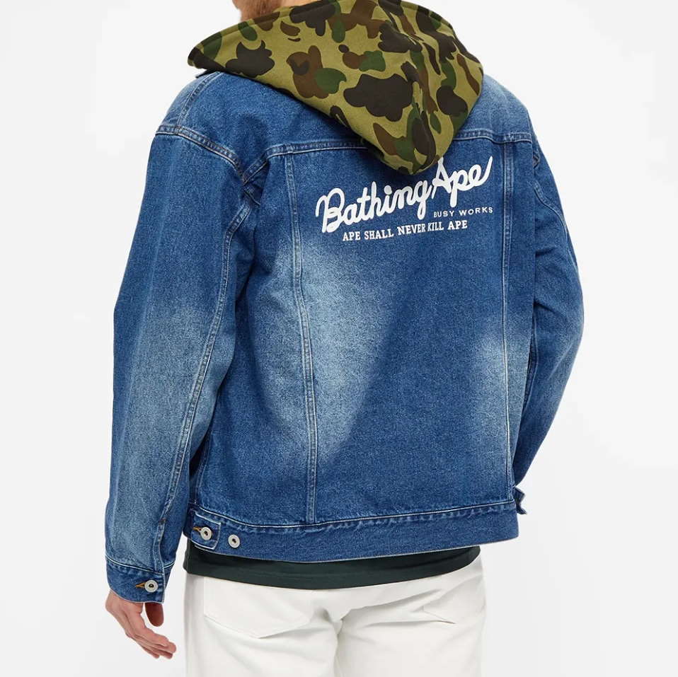 Джинсовая куртка BAPE 1st Camo Loose Fit Hoodie Denim Jacket Indigo
