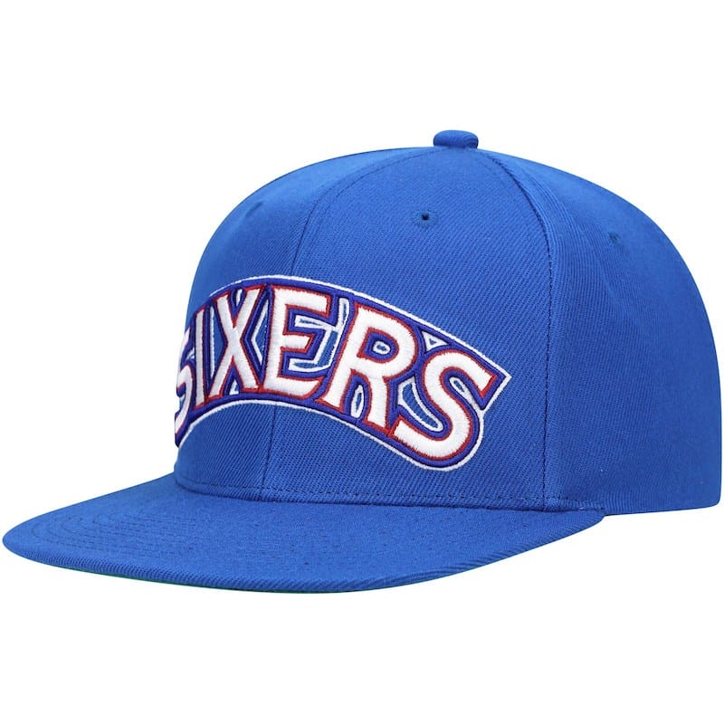 Кепка Men's Mitchell & Ness Royal Philadelphia 76ers Hardwood Classics XL Wordmark Snapback Hat