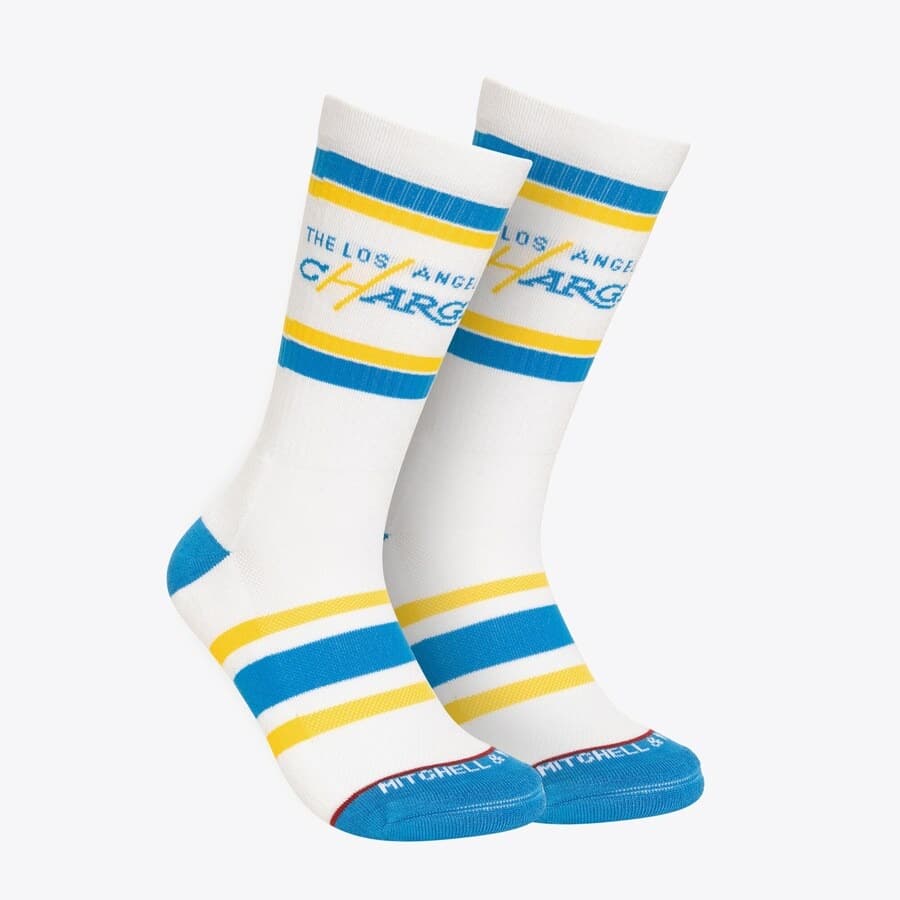 Спортивные носки Mitchell & Ness White Los Angeles Chargers Team Stripes Crew Socks