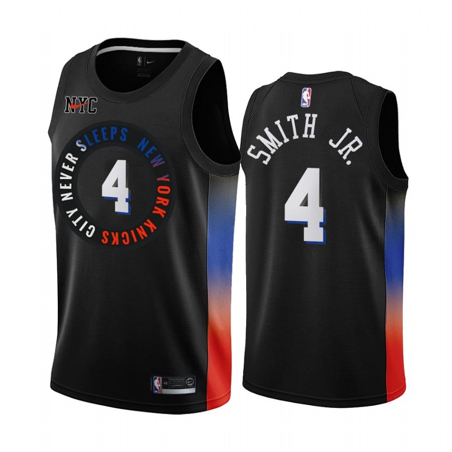 Баскетбольная джерси 2020-21 New York Knicks #4 Dennis Smith Jr. City Edition Black Swingman Jersey