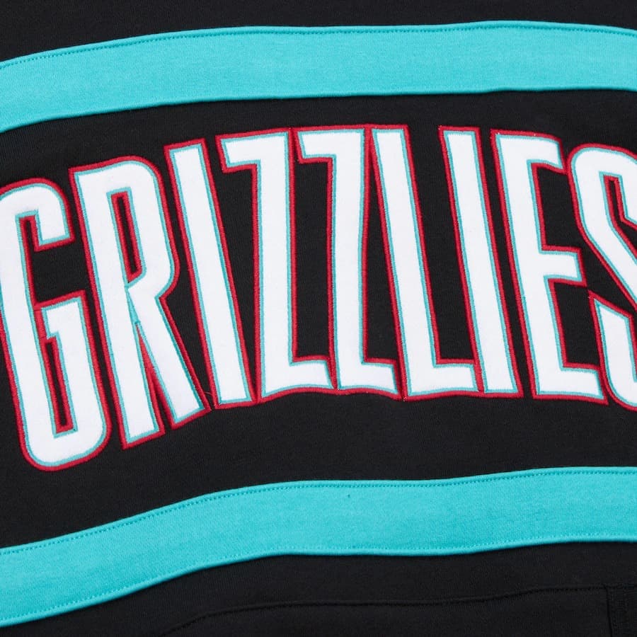 Худи Mitchell & Ness Black Memphis Grizzlies Vintage Logo Head Coach Fleece Pullover Hoodie