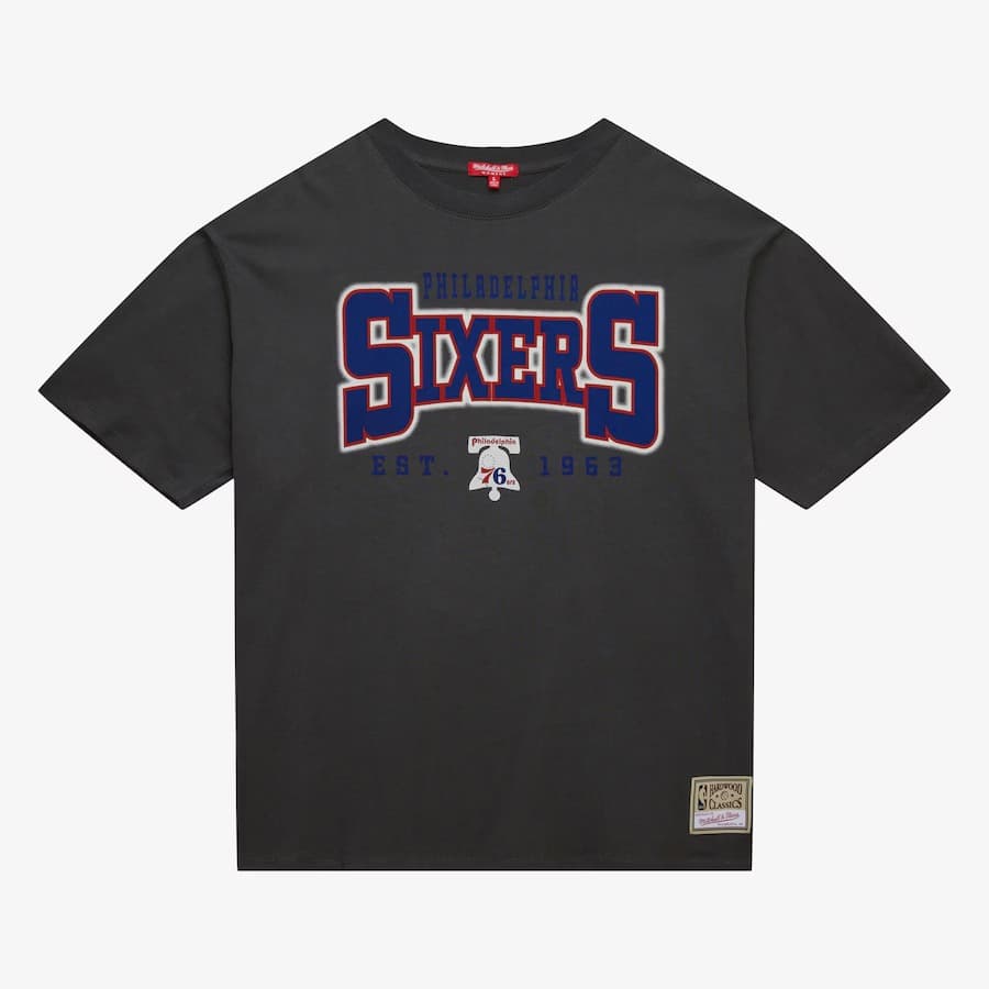 Футболка Mitchell & Ness Women's Gray Philadelphia 76ers Logo Boyfriend T-Shirt