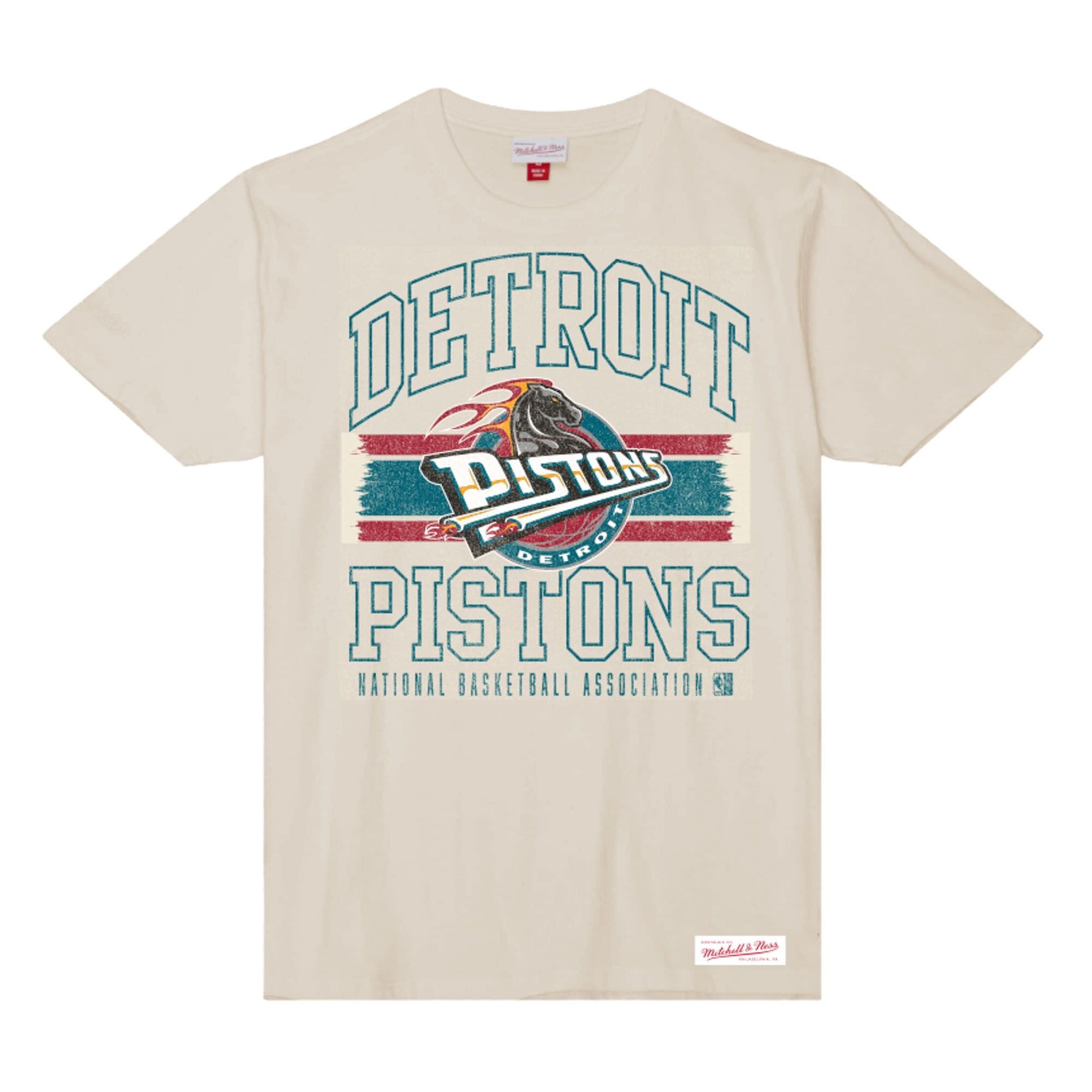 Футболка Mitchell & Ness Striped Logo Lockup Slub Detroit Pistons T-Shirt