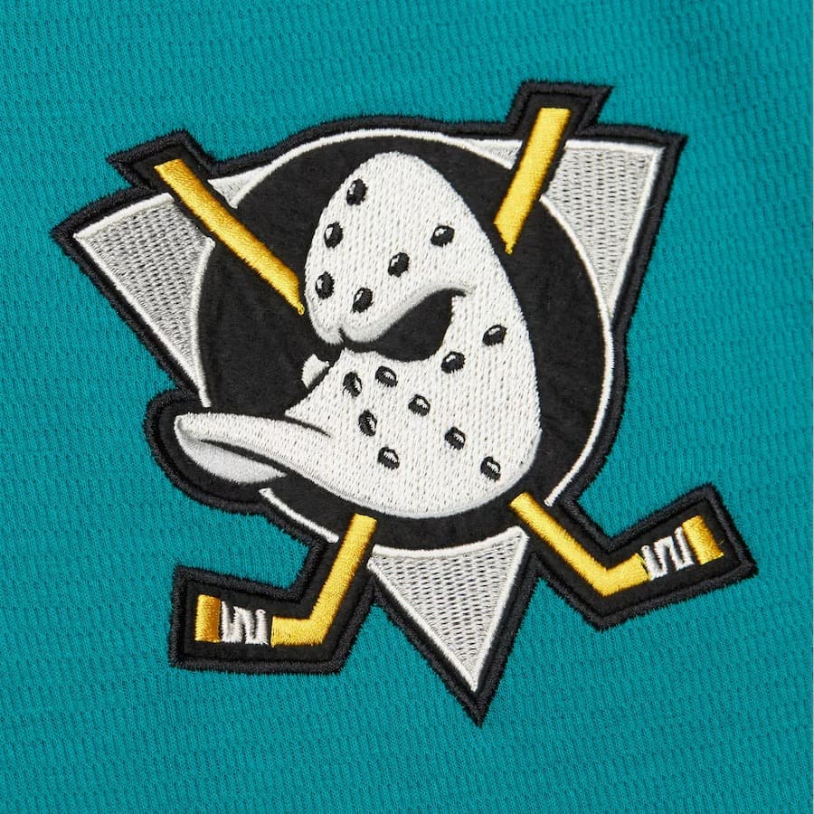 Лонгслив Mitchell & Ness Teal Anaheim Ducks Vintage Logo Thermal Henley Top