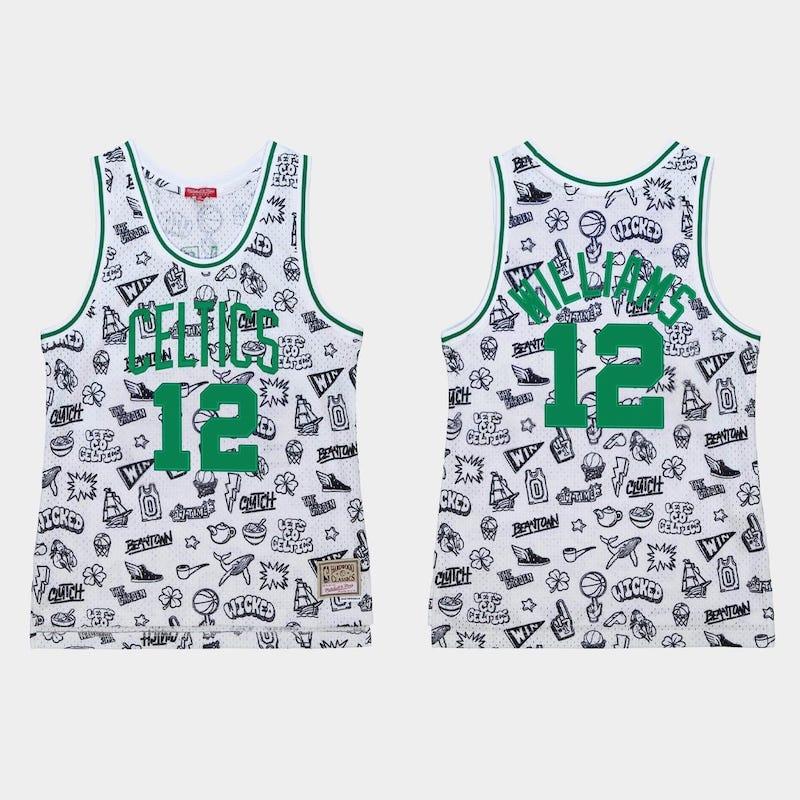 1985-86-Boston-Celtics-12-Grant-Williams-White-Doodle-Jersey
