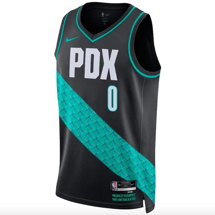 Баскетбольная джерси 2022-23 Portland Trail Blazers #0 Damian Lillard Swingman City Black Jersey