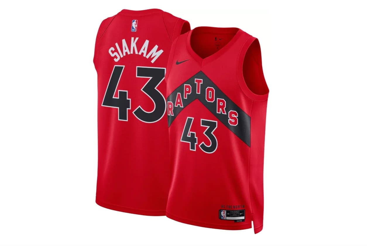 Баскетбольная джерси 2023-24 Toronto Raptors Pascal Siakam #43 Youth Swingman Icon Edition Red Jersey