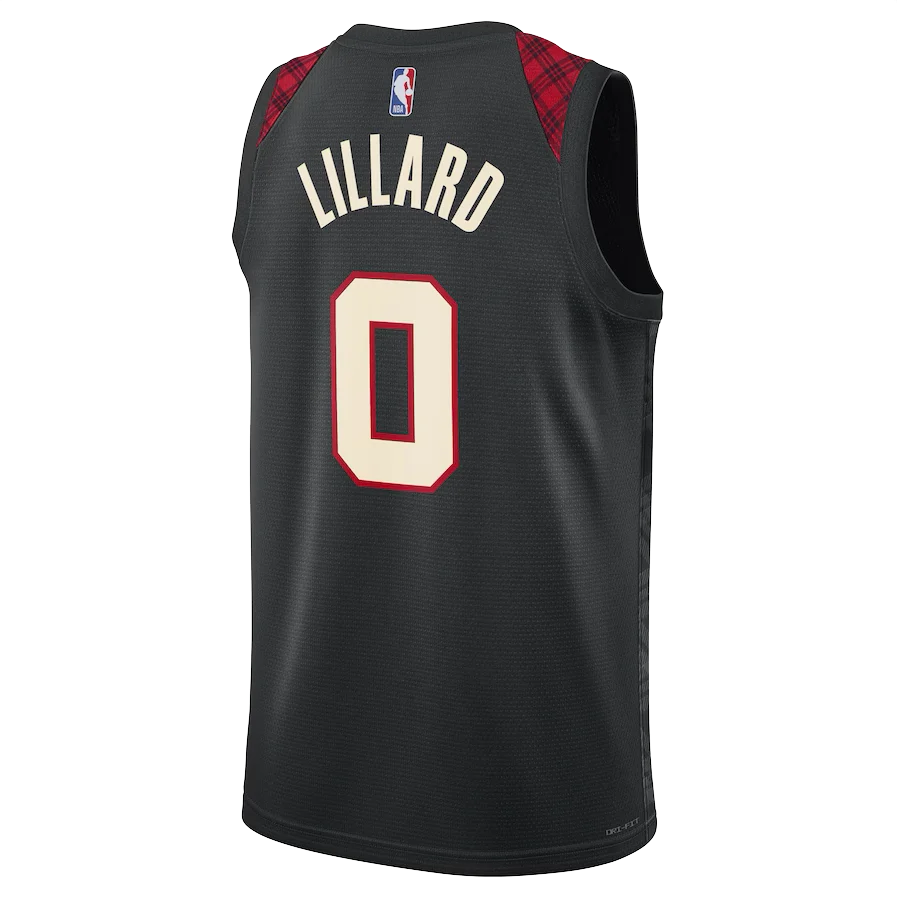Баскетбольная джерси 2023-24 Portland Trailblazers Damian Lillard #0 Swingman City Edition Black Jersey