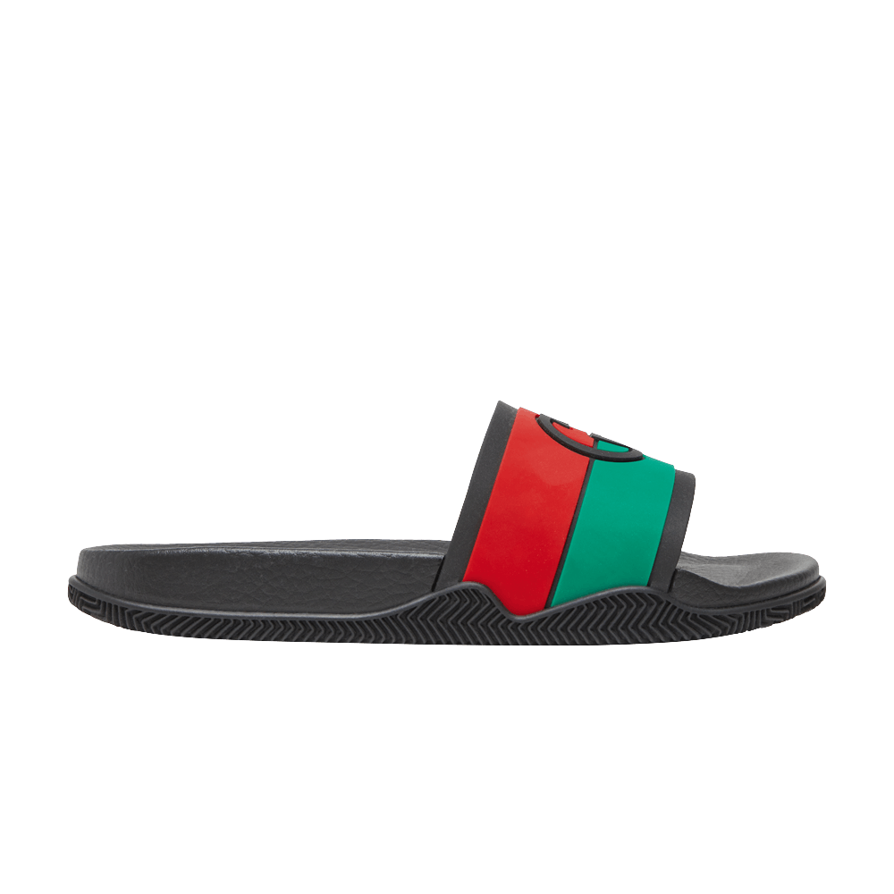 Кроссовки Gucci Slide 'Interlocking G - Black Red Green'