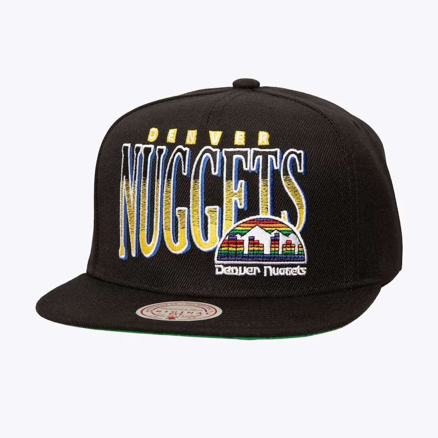 Бейсболка Mitchell & Ness Black Denver Nuggets Line Work Snapback OG Snapback Hat